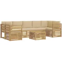 vidaXL Buiten bank set met kussen 8 pcs Wit en Beige Polyester
