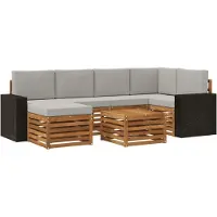 vidaXL Buiten bank set 7 st Naturel en lichtgrijs Polyester