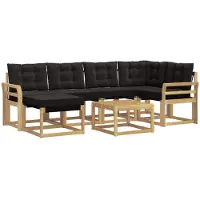 vidaXL Buiten bank set 7 st Wit en zwart