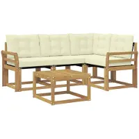 vidaXL Buiten bank set 5 st Wit en crèmekleurig
