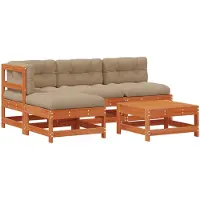 vidaXL Tuin loungeset, 5-delig, donkerbruin, massief grenenhout