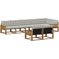 vidaXL Buiten bank set 8 st Naturel en lichtgrijs