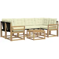 vidaXL Buiten bank set 7 st Wit en crèmekleurig