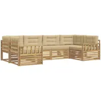 vidaXL Buiten bank set 6 st Wit en Beige Massief Acacia Hout