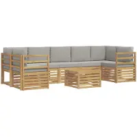vidaXL Buiten bank set met kussen 8 pcs Wit en Lichtgrijs Polyester