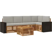 vidaXL Buiten bank set 6 st Naturel en lichtgrijs Polyester