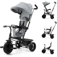 Kinderkraft FREEWAY 2 - kinderdriewieler - AIR COMFORT SYSTEM - openklapbare bumper - 3-puntsgordel - Grijs