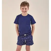 Little label shortama blauw Jongens Stretchkatoen Ronde hals All over print - maat 146/152