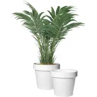 Mega Collections Plantenpot/bloempot - 2x - kunststof - wit - buiten - D35 x H31 cm - Plantenpotten