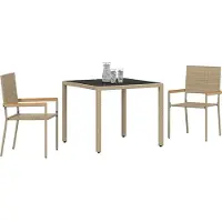 vidaXL Tuin Eettafel Set 3 st Beige poly rattan