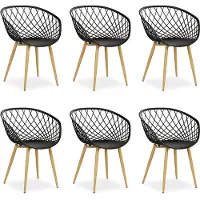 Homestyle4u Tuinstoelen - Set van 6 - Kunststof - Zwart