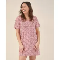 Little label - zomer nachthemd dames - roze zebra-streep - XS / 34-36 - extra zachte bio-katoen