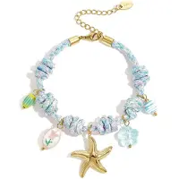 Yehwang Armbanden met touwbedeltjes, hartjes, zoete, romantische serie voor dagelijks gebruik, damessieraden | Blauw