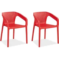 Homestyle4u Tuinstoelen - Set van 2 - Stapelstoelen - Kunststof - Rood