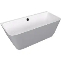 Polysan Skylla Wandgemonteerd vrijstaand kunstmarmeren bad 170x75x60cm, wit/mat grijs