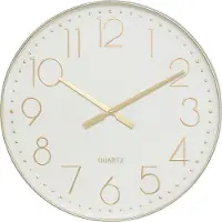 Atmosphera Wandklok / Muur klok Mondello - Dia 51 cm - kunststof - wit/goud - keuken/kamer/kantoor