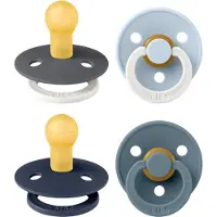 BIBS Colour speen verpakking 4 stuks, BPA-vrije fopspeen, Ronde speen. Natuurlijk rubberlatex, Denmark. 0-6 maanden (Verpakking 4 stuks), Petrol Glow Mix