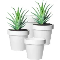 Mega Collections Plantenpot/bloempot - 4x - kunststof - wit - buiten - D20 x H18 cm