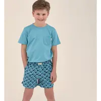 Little label shortama blauw Jongens Stretchkatoen Ronde hals Dierenprint - maat 110/116