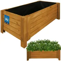 KOTARBAU Houten Plantenbak, Kiefernhout, 79 x 39 x 30 cm, Eik, Houten Bloembak, Plantenbak voor Buiten, met Vlies, voor Tuin, Terras, Balkon