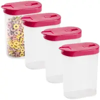PlasticForte Voedsel opslag container model strooibus - 4x - roze - 1000 ml - kunststof - 15 x 7 x 19 cm