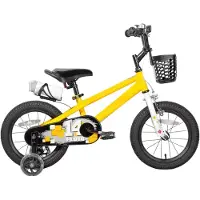 Happiq Kinderfiets – Voor kinderen van 3-12 jaar – Met oplichtende zijwieltjes – Oranje, 36 cm
