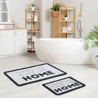 Unyqoos Zachte en Absorberende Badkamermat Set met Antislip Onderkant in Zwart-Wit Ontwerp