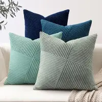 Unyqoos Set van 4 stijlvolle corduroy sierkussenhoezen met uniek patchwork ontwerp voor de woonkamer