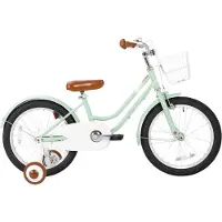 Happiq Kinderfiets – Voor beginners / kinderen – Met mand, spatborden, volledige kettingkoffer en zijwieltjes – Groen, 41 cm
