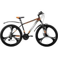 Happiq Mountainbike – Voor heren en dames – 18 versnellingen / 3 spaken / schijfremfiets – Aluminium / Oranje / 66 cm