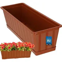 KOTARBAU Balkonbak, Bloembak voor Balkon, Kunststof, 50 x 18 x 14 cm, Plantenbak, Terracotta, Plantenbak Balkon, met Schotel, Rechthoekig