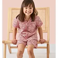 Little label shortama met all over print van katoen roze/rood Meisjes Stretchkatoen Klassieke kraag - maat 110