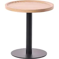 CLP Aspen bijzettafel - rond - salontafel - houten blad - mat zwart metalen onderstel - natura