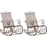 CLP Metalen schommelstoel Smile (set van 2 stuks) - Bruin, antiekstijl