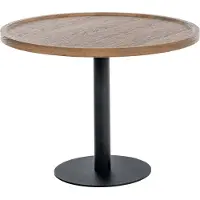 CLP Aspen bijzettafel - rond - salontafel - houten blad - mat zwart metalen onderstel - bruin
