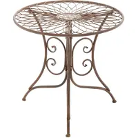 CLP Ariano Bijzettafel - buiten - Rond - balkontafel - Art Nouveau stijl - weerbestendig - tafeltje - Diameter 55 cm - metaal antiek bruin