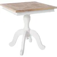 CLP Grasby Bijzettafel - Vierkant - Houten Keukentafel - Salontafel - 70x70 cm - Bistrotafel - Shabby Chic rustiek - natura/wit