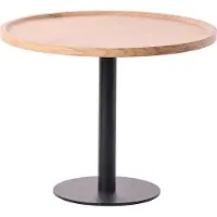 CLP Aspen bijzettafel - rond - salontafel - houten blad - mat zwart metalen onderstel - natura