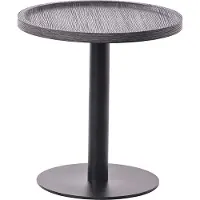 CLP Aspen bijzettafel - rond - salontafel - houten blad - mat zwart metalen onderstel - grijs