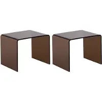 Vente-unique Set van 2 nachtkastjes - Gebogen gehard glas - Bruin - SUZANA