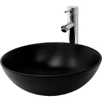 LuxeBath wastafel, opzetwastafel, rond, Ø 40x14,5 cm, mat zwart, van keramiek