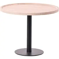 CLP Aspen bijzettafel - rond - salontafel - houten blad - mat zwart metalen onderstel - eik