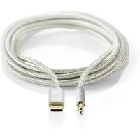 Nedis USB-adapter | USB 2.0 | USB-C stekker | 3,5 mm stekker | 1,00 m | rond | verguld | gevlochten / nylon | aluminium | verpakking met venster