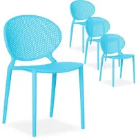 Homestyle4u Tuinstoelen - Set van 4 - Balkonstoel - Stapelstoelen - Blauw