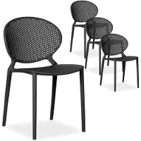 Homestyle4u Tuinstoelen - Set van 4 - Balkonstoel - Stapelstoelen - Zwart
