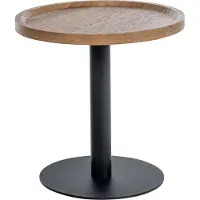 CLP Aspen bijzettafel - rond - salontafel - houten blad - mat zwart metalen onderstel - bruin