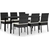 vidaXL 7-delige Tuinset poly rattan zwart