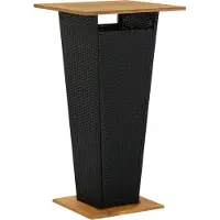 Syfax Bartafel 60x60x110 cm poly rattan en massief acaciahout zwart