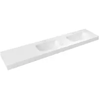 Sapho Emico Dubbele wastafel rechts, 220x50 cm, versie L, Rockstone wit mat