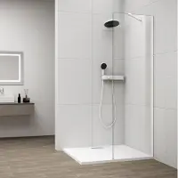 Polysan Esca White Matt Eendelige glazen douchewand, wandmontage, helder glas, 60cm